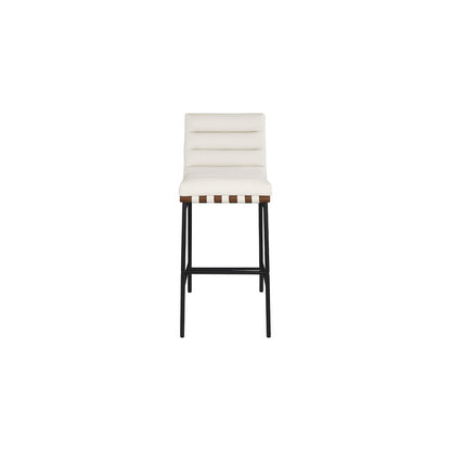 Burke Cream Vegan Leather Bar Stool