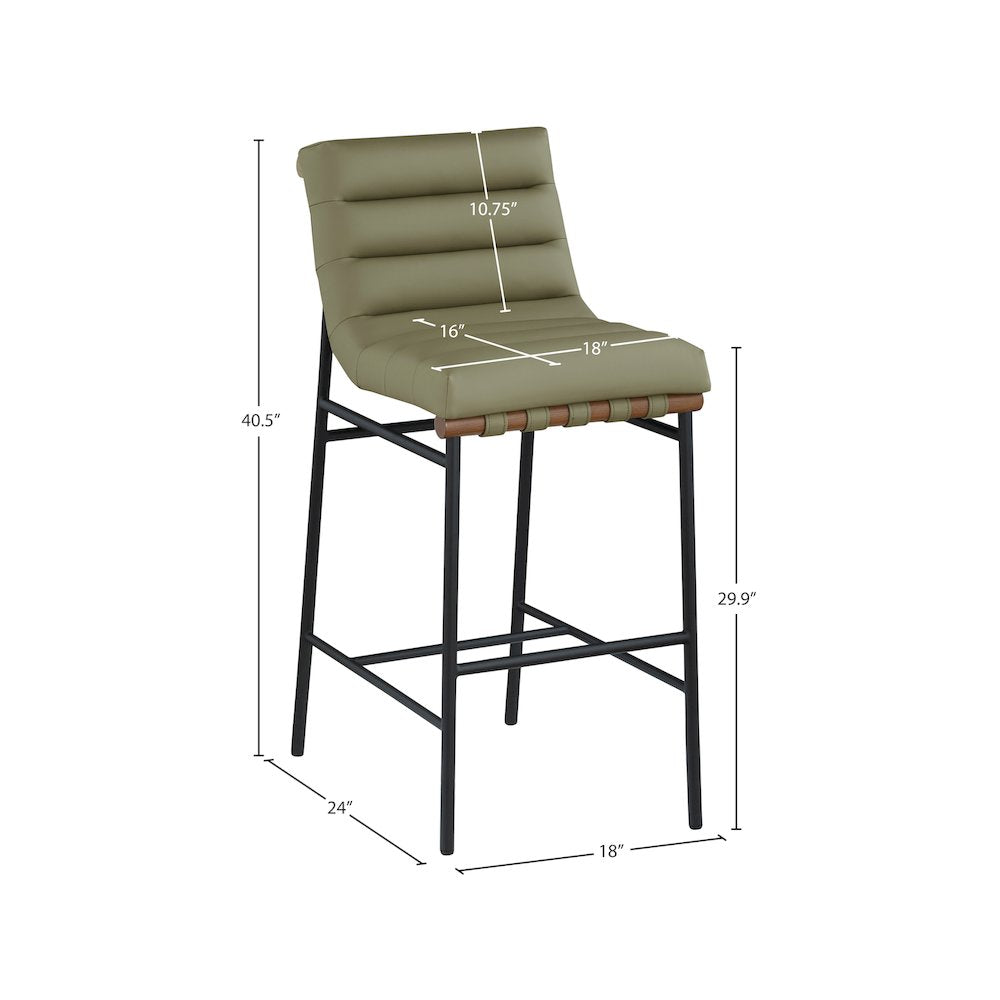 Burke Olive Green Vegan Leather Bar Stool