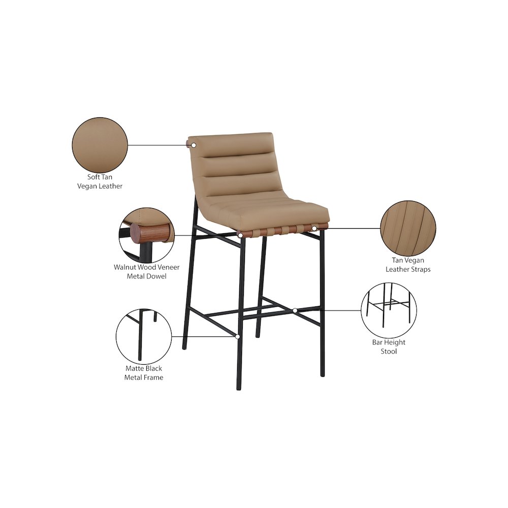 Burke Tan Vegan Leather Bar Stool