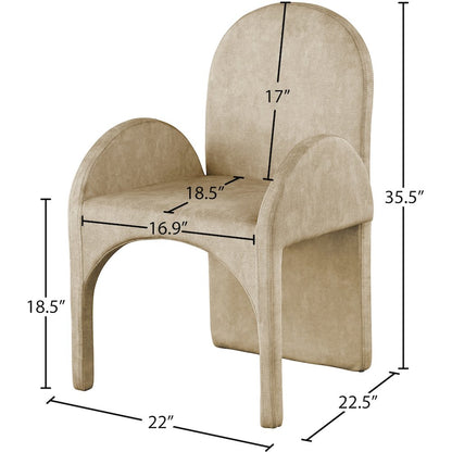 Summer Beige Velvet Dining Arm Chair, Set of 2