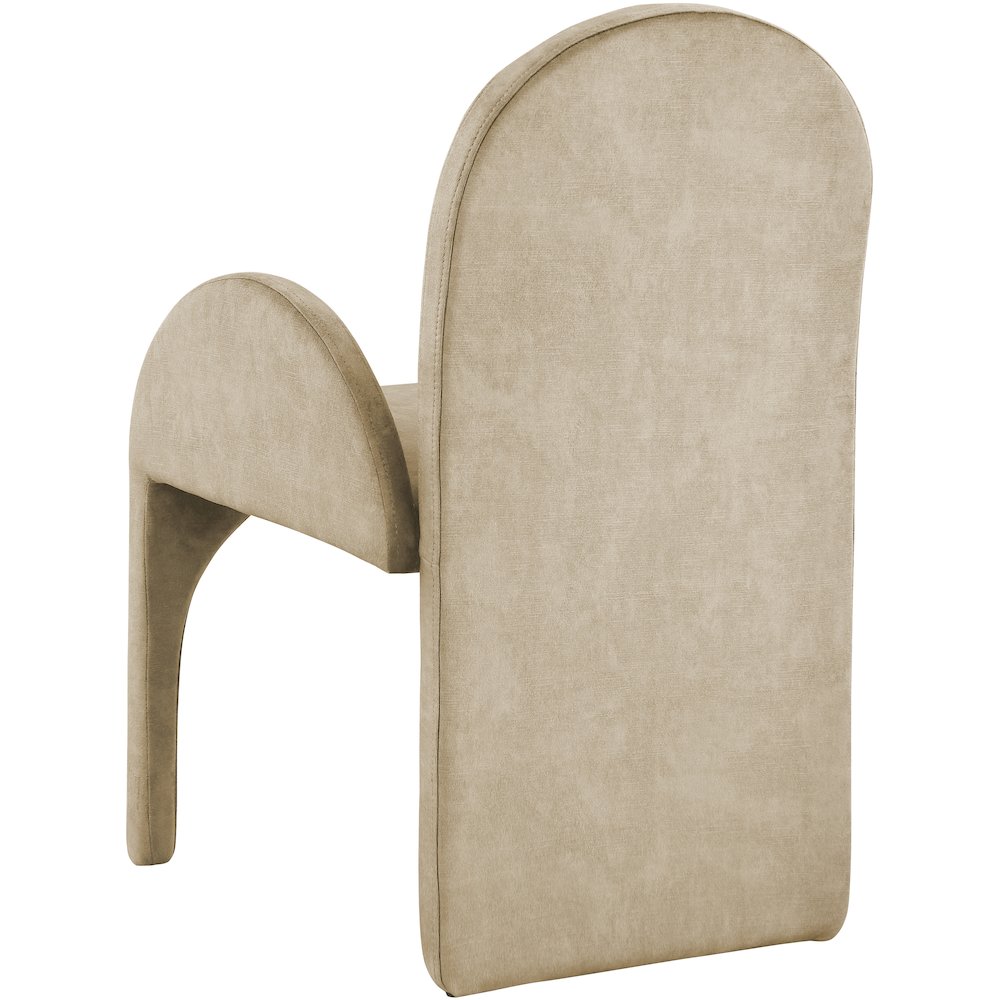 Summer Beige Velvet Dining Arm Chair, Set of 2
