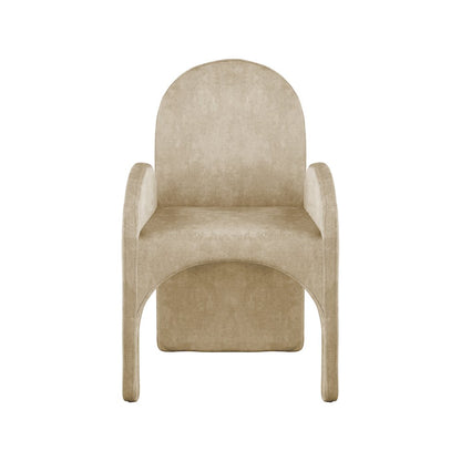 Summer Beige Velvet Dining Arm Chair, Set of 2