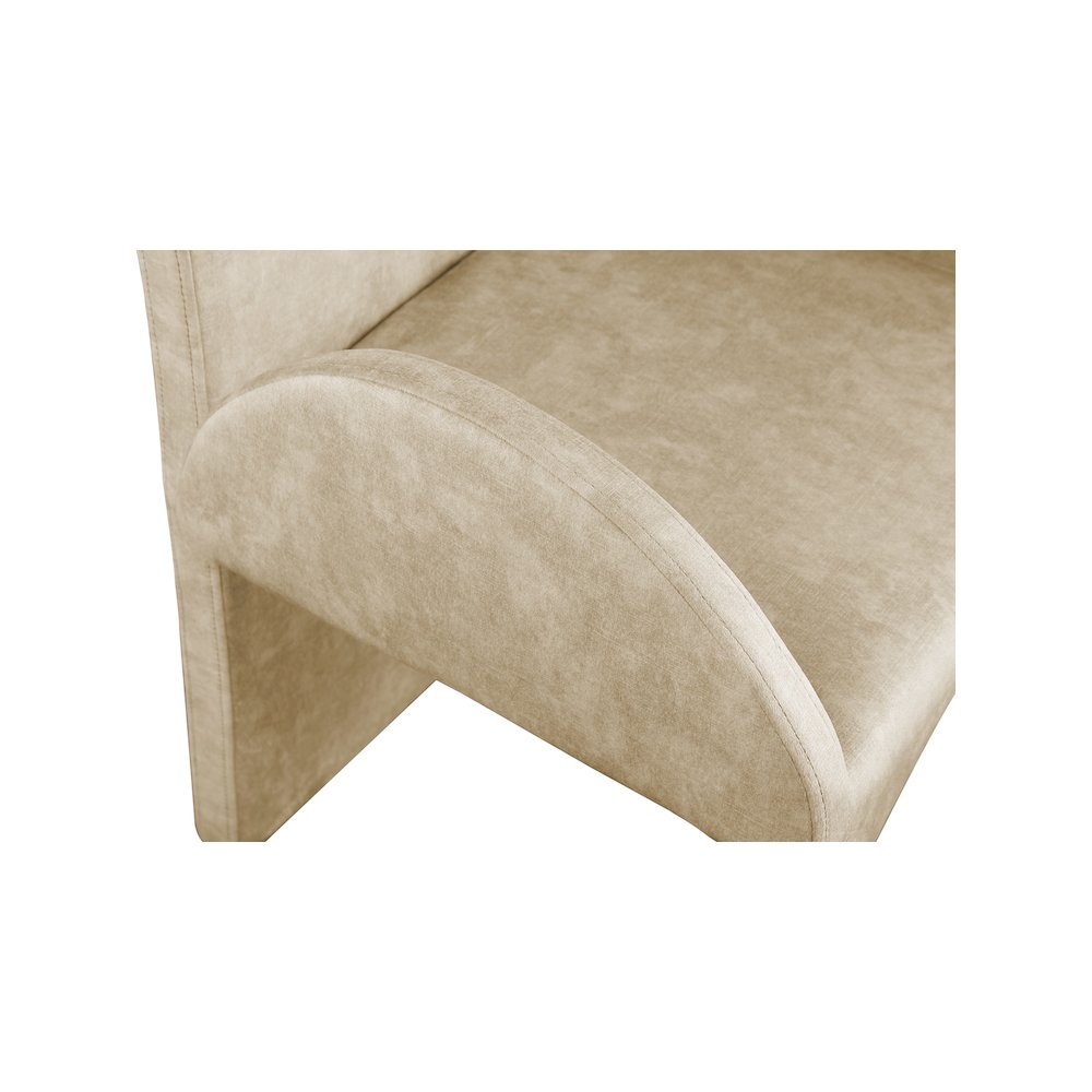 Summer Beige Velvet Dining Arm Chair, Set of 2