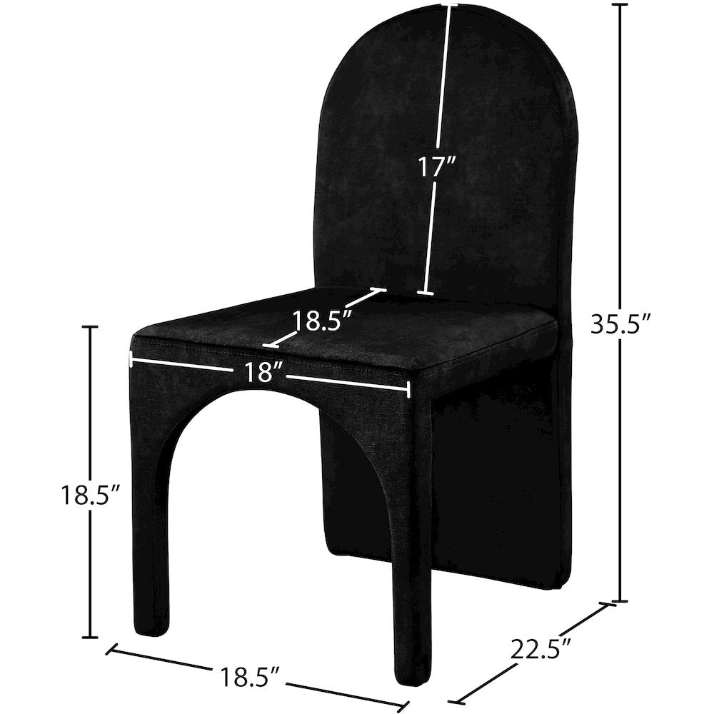 Summer Black Velvet Dining Side Chair, Set of 2