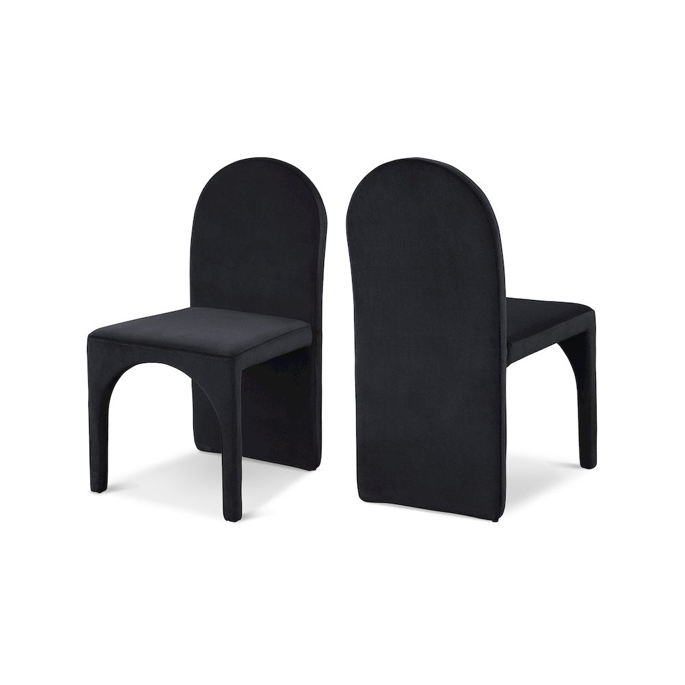 Summer Black Velvet Dining Side Chair, Set of 2
