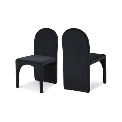 Summer Black Velvet Dining Side Chair, Set of 2