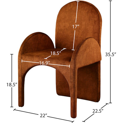 Summer Cognac Velvet Dining Arm Chair, Set of 2