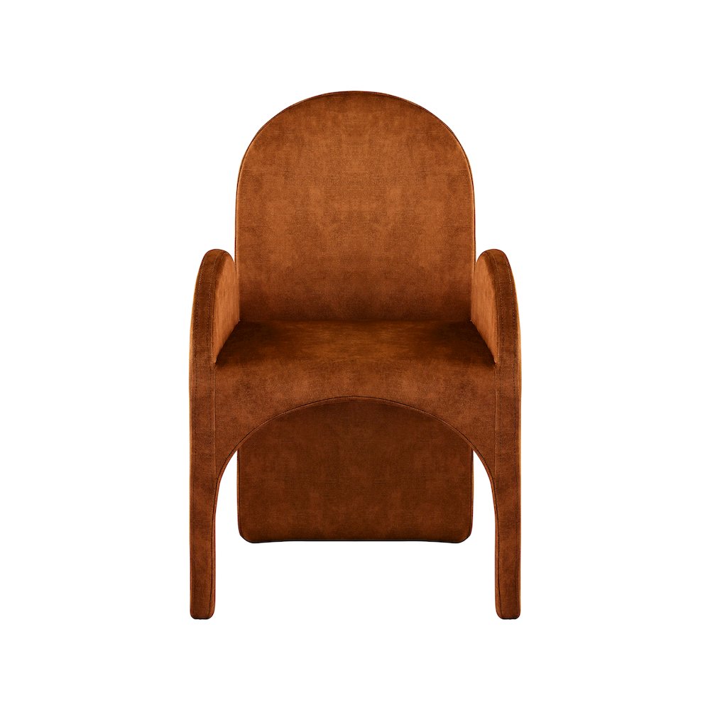 Summer Cognac Velvet Dining Arm Chair, Set of 2