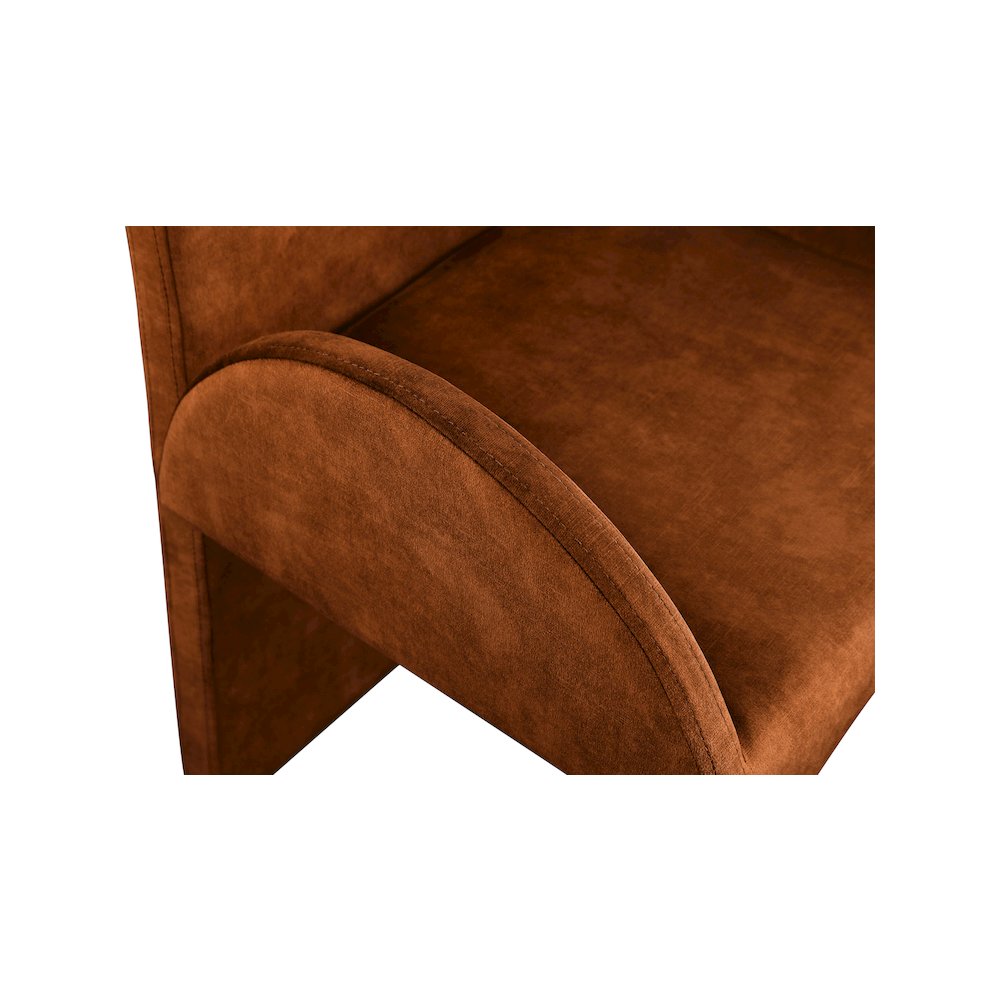 Summer Cognac Velvet Dining Arm Chair, Set of 2