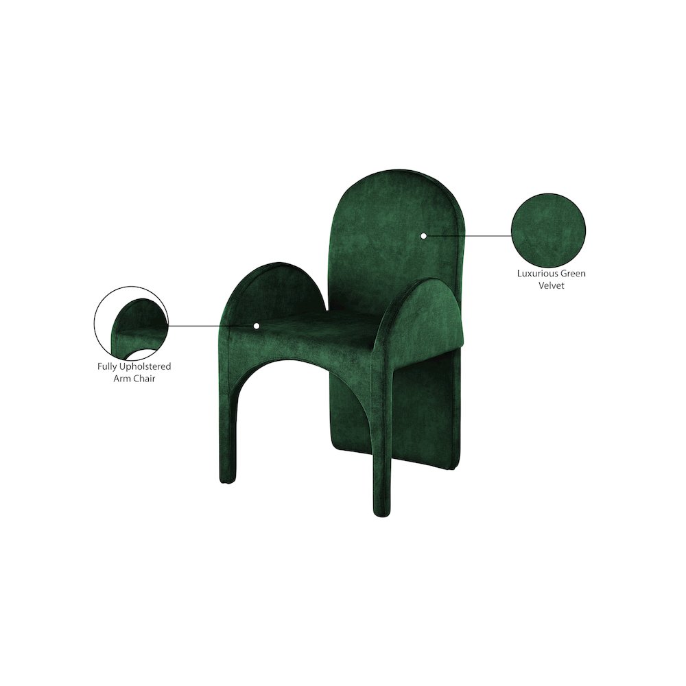 Summer Green Velvet Dining Arm Chair, Set of 2