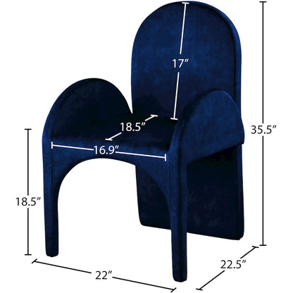 Summer Navy Velvet Dining Arm Chair, Set of 2