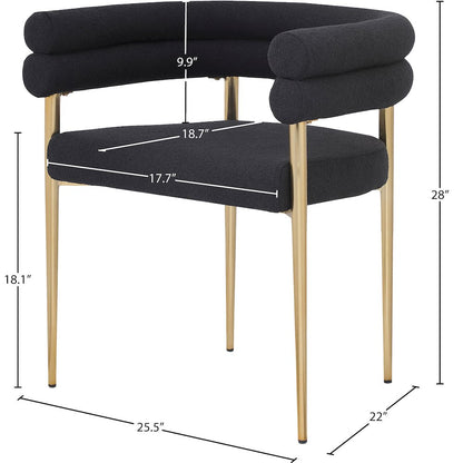Brielle Black Boucle Fabric Dining Chair, Set of 2