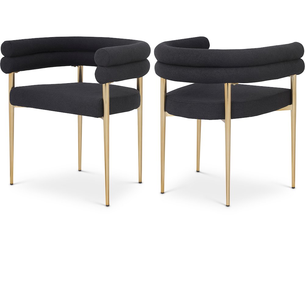 Brielle Black Boucle Fabric Dining Chair, Set of 2