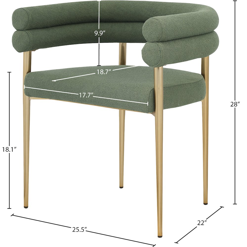 Brielle Green Boucle Fabric Dining Chair, Set of 2