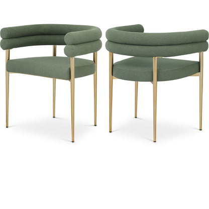 Brielle Green Boucle Fabric Dining Chair, Set of 2