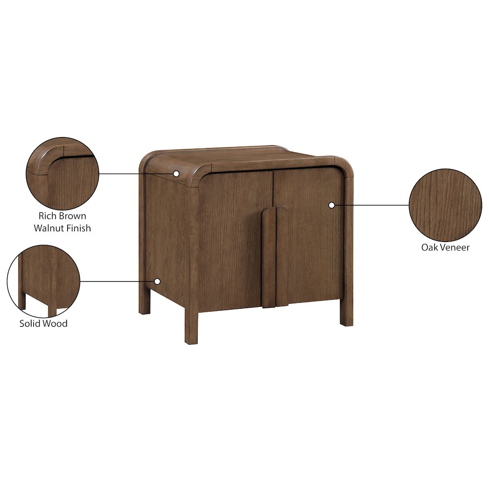 Harmony Brown Oak Veneer Rubberwood Night Stand