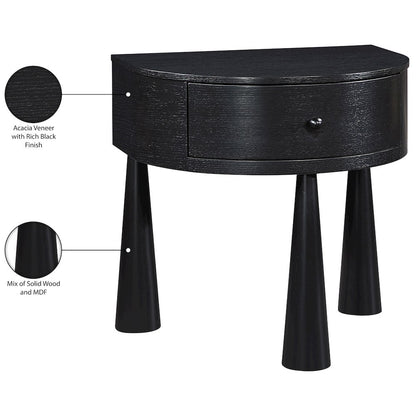 Oasis Black Acacia Veneer And Solid Wood Night Stand