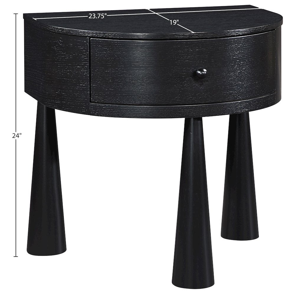 Oasis Black Acacia Veneer And Solid Wood Night Stand