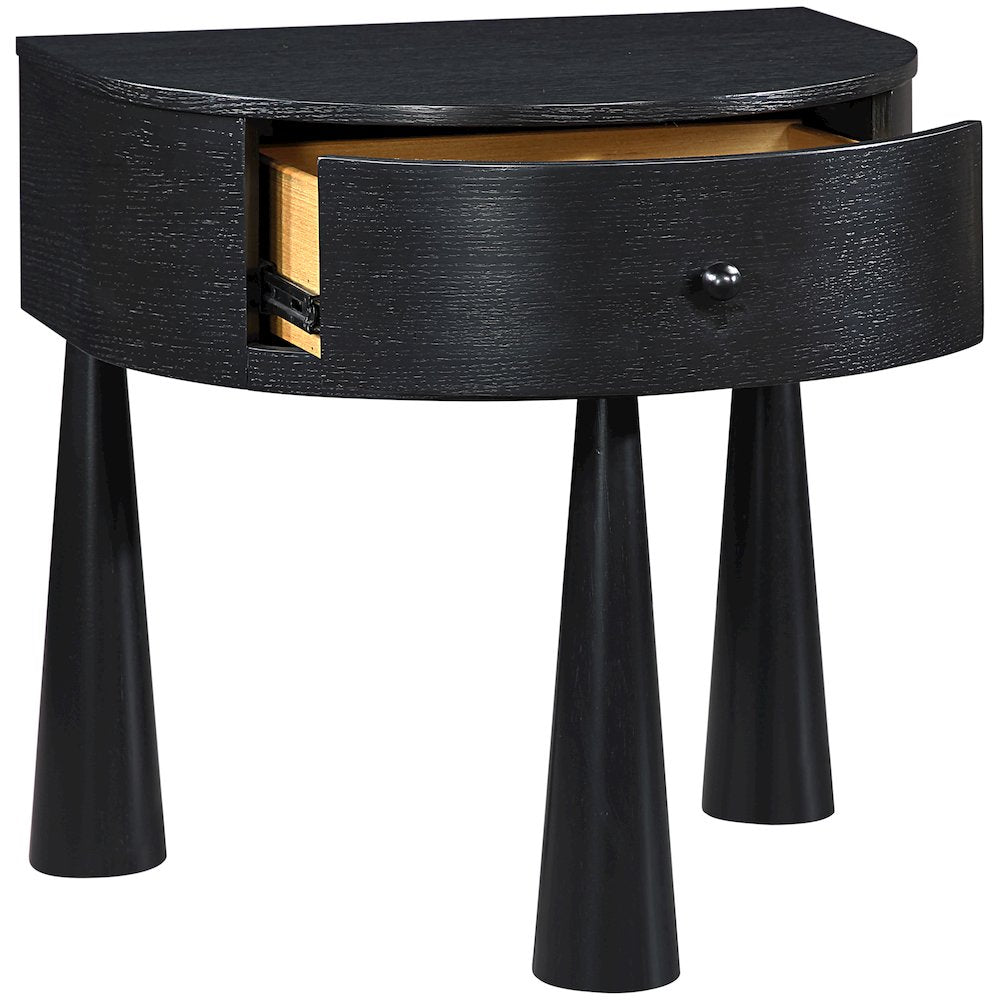 Oasis Black Acacia Veneer And Solid Wood Night Stand