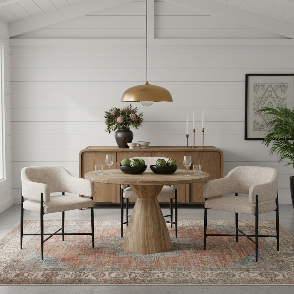 Aquino 43.5" Beige Concrete Indoor/Outdoor Dining Table