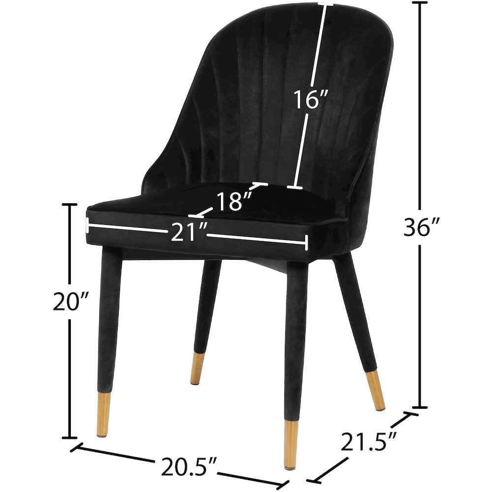 Belle Black Velvet Dining Chair, Set of 2