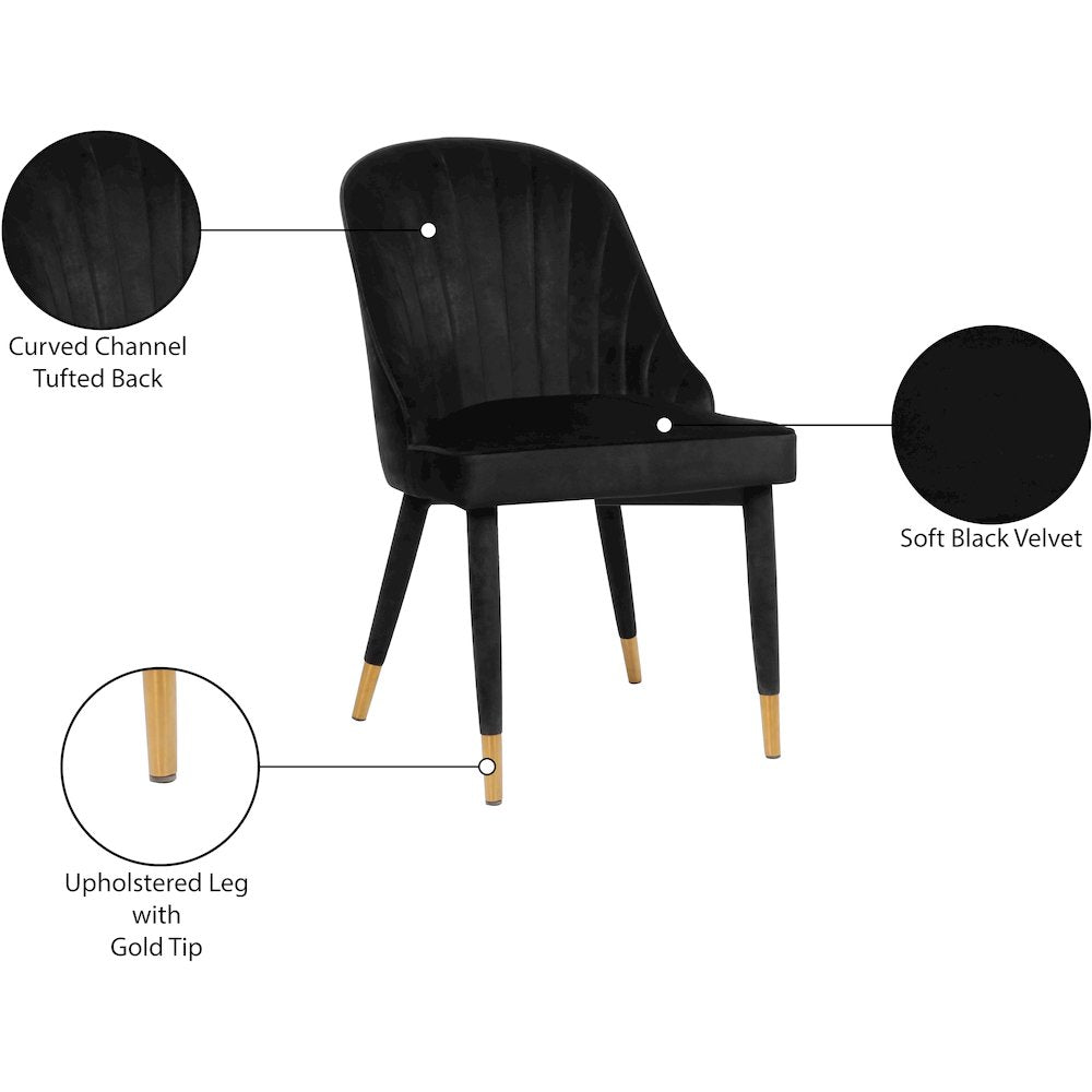 Belle Black Velvet Dining Chair, Set of 2