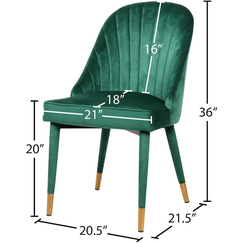 Belle Green Velvet Dining Chair, Set of 2