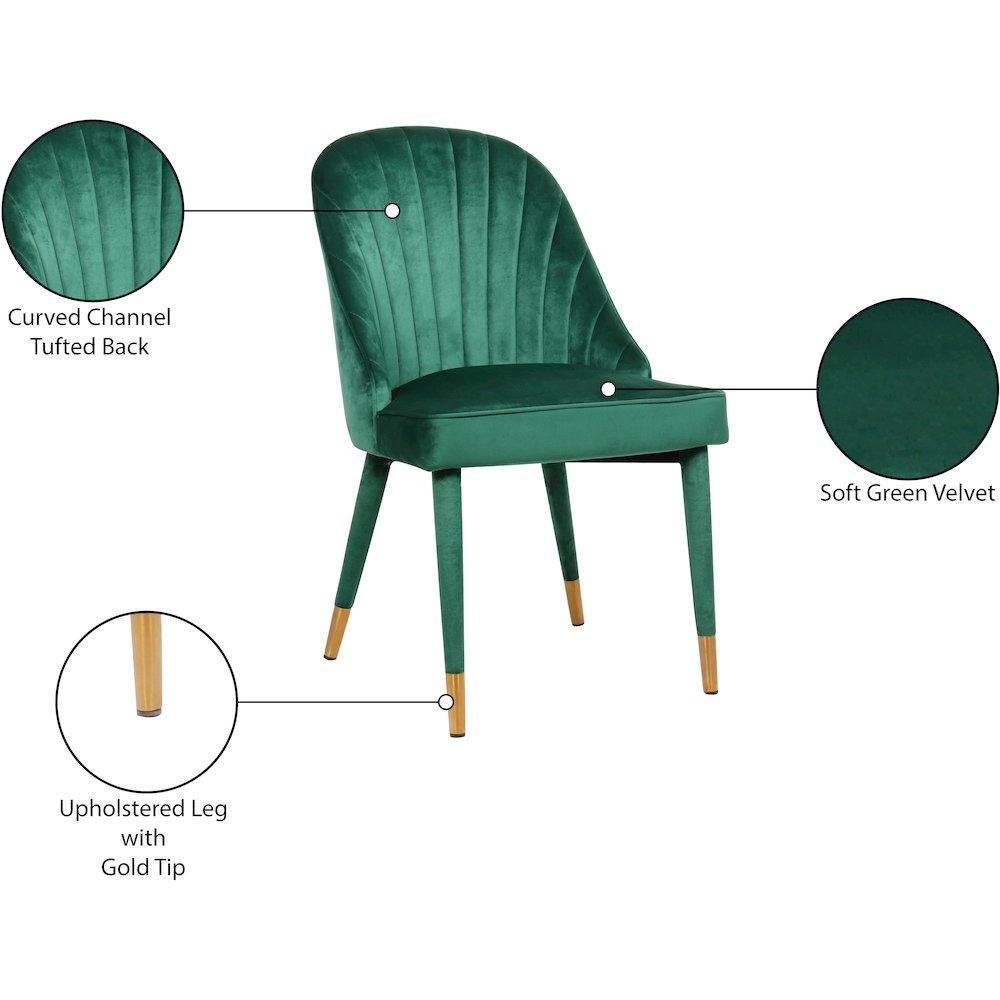 Belle Green Velvet Dining Chair, Set of 2