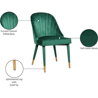 Belle Green Velvet Dining Chair, Set of 2