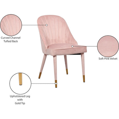 Belle Pink Velvet Dining Chair, Set of 2