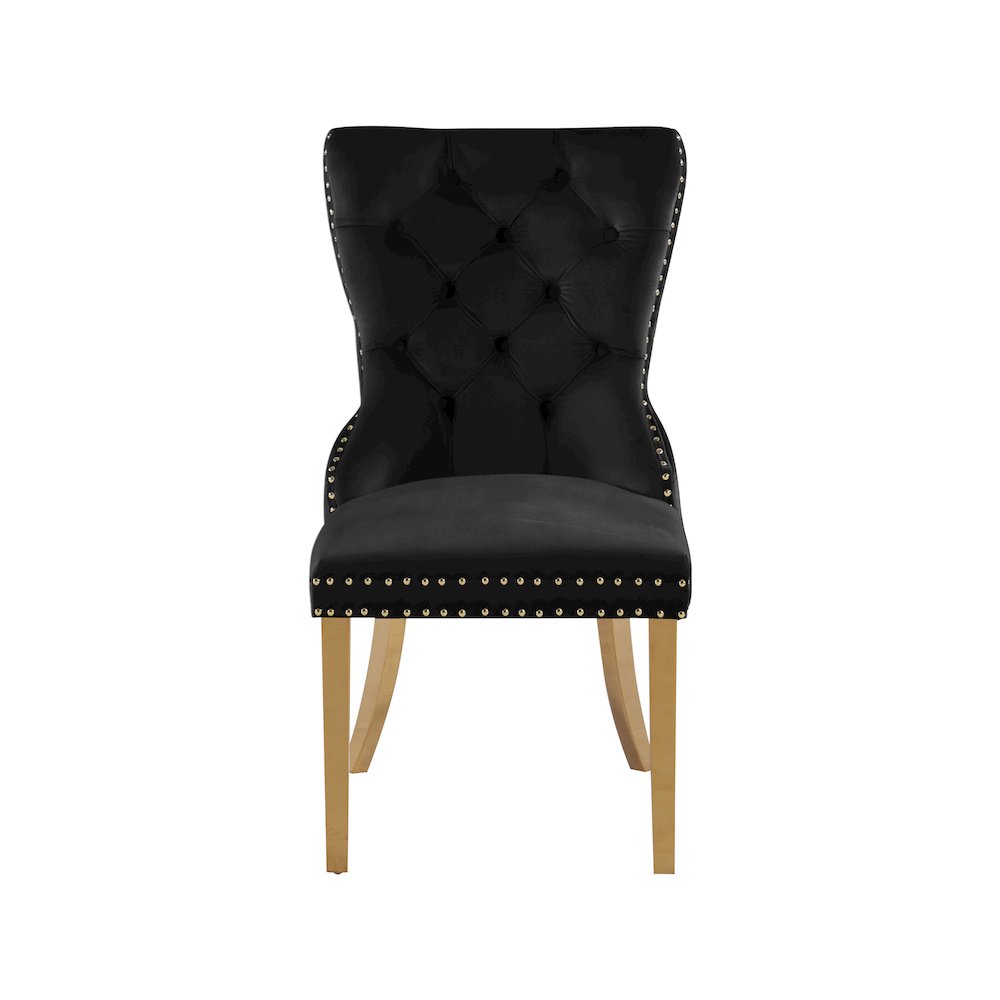 Carmen Black Velvet Dining Chairs, Set of 2
