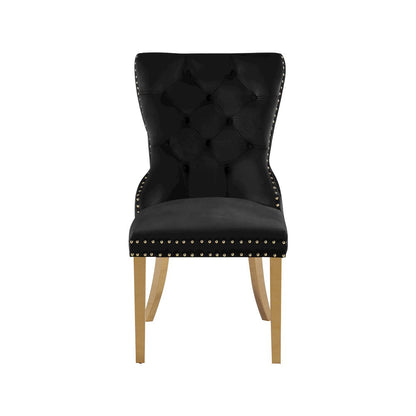 Carmen Black Velvet Dining Chairs, Set of 2