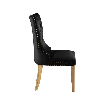 Carmen Black Velvet Dining Chairs, Set of 2