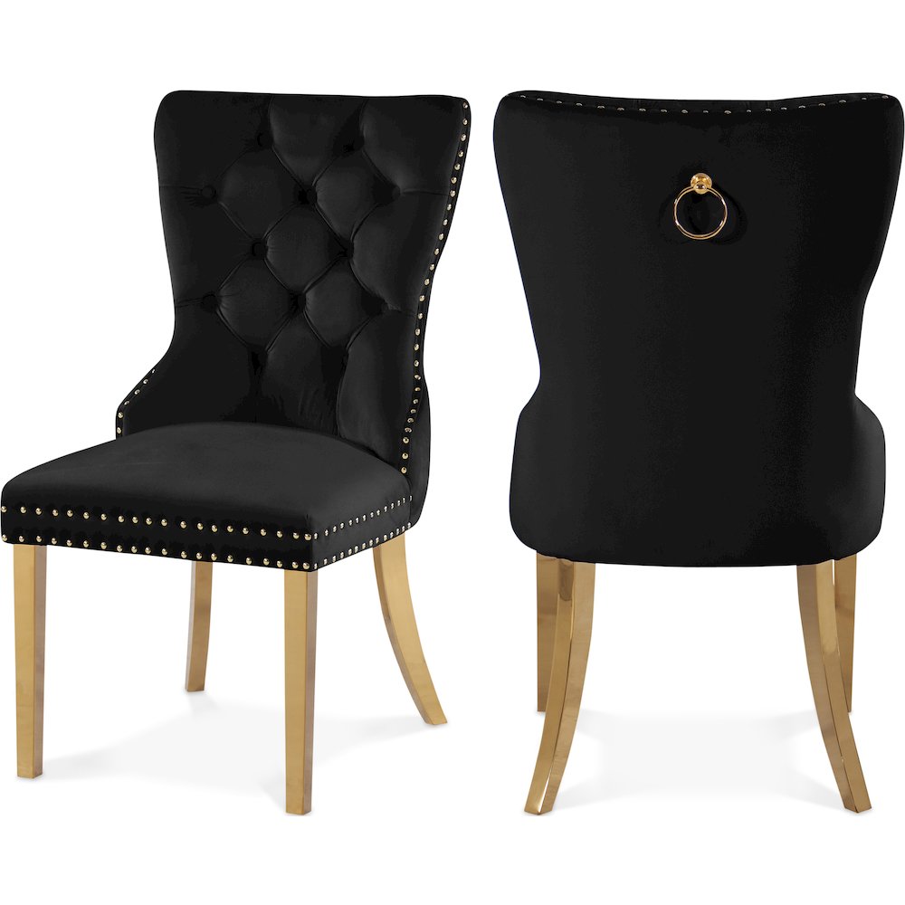 Carmen Black Velvet Dining Chairs, Set of 2