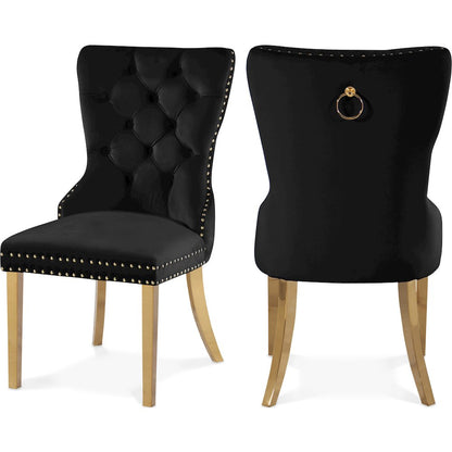 Carmen Black Velvet Dining Chairs, Set of 2