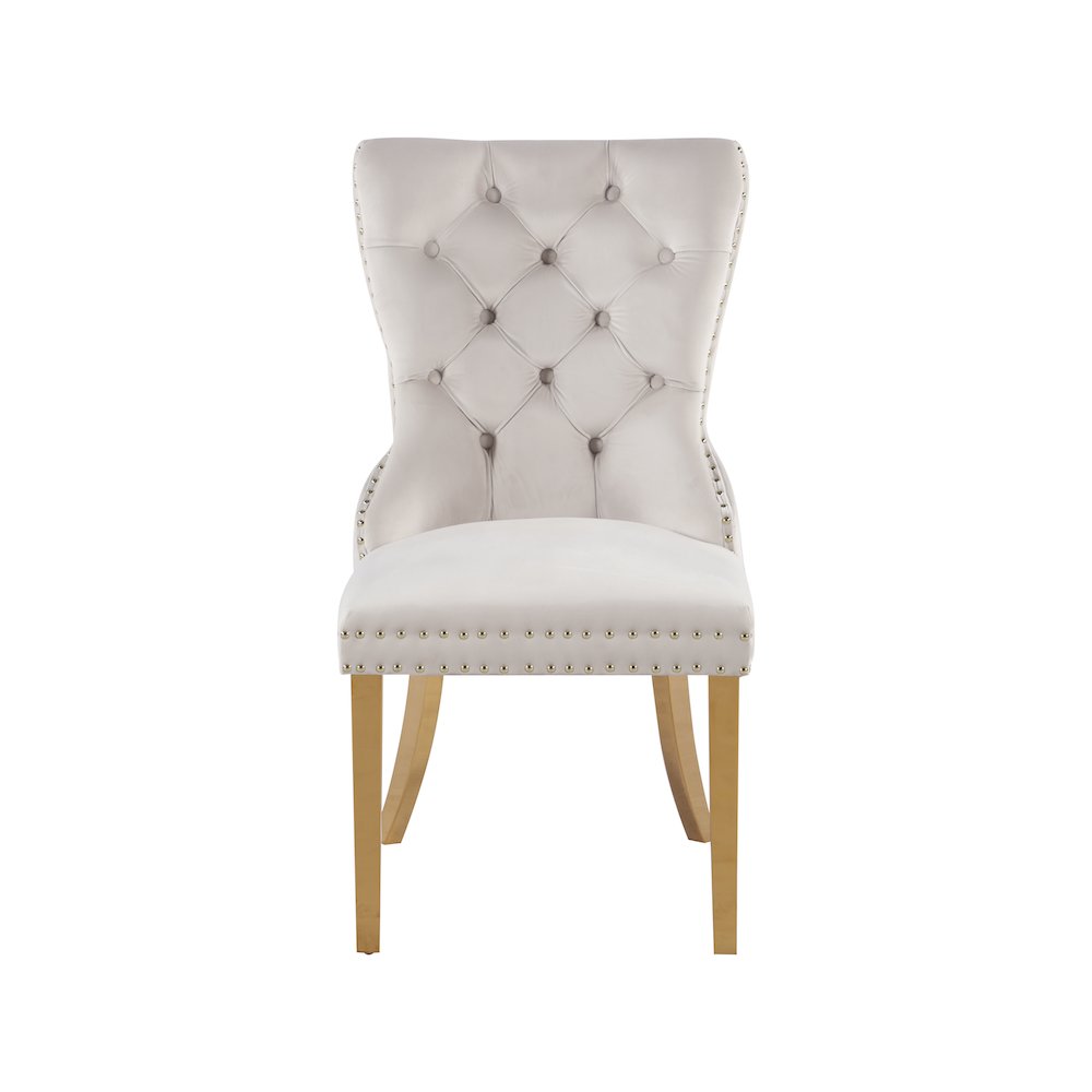 Carmen Cream Velvet Dining Chairs, Set of 2