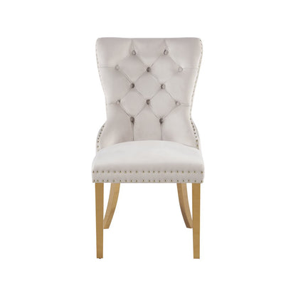Carmen Cream Velvet Dining Chairs, Set of 2