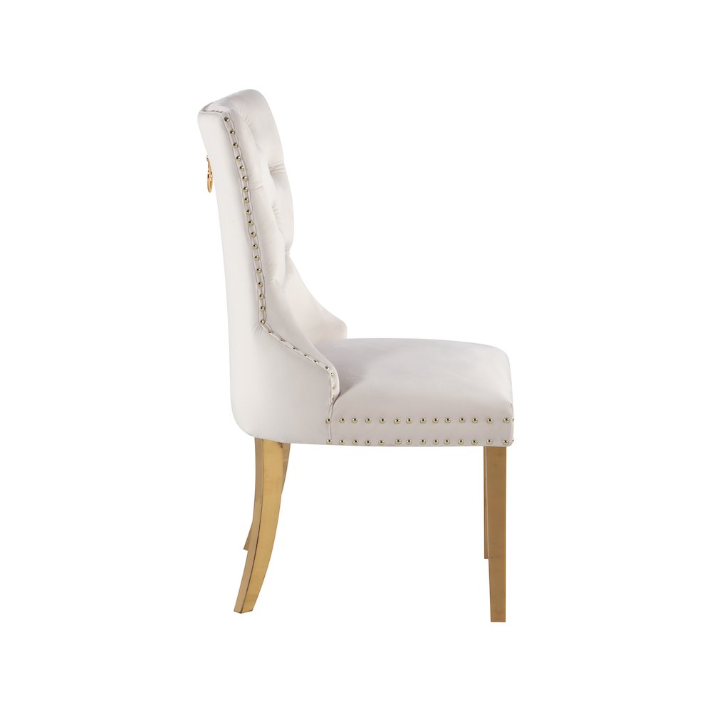 Carmen Cream Velvet Dining Chairs, Set of 2
