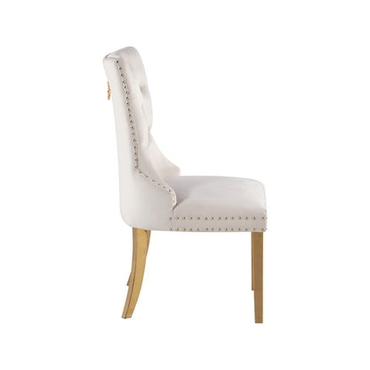 Carmen Cream Velvet Dining Chairs, Set of 2