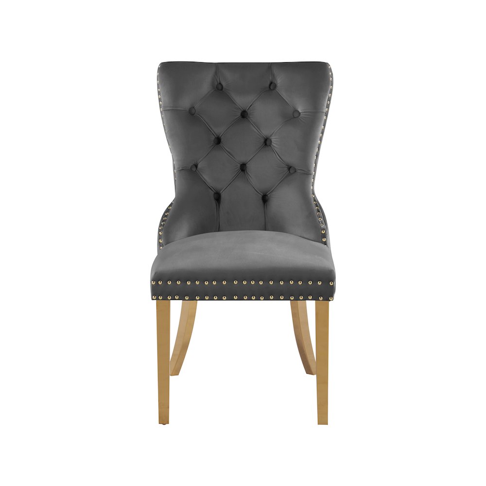 Carmen Grey Velvet Dining Chairs, Set of 2