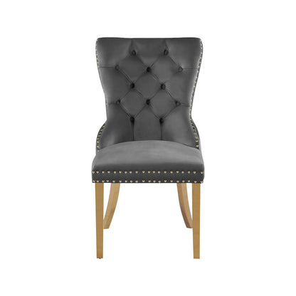 Carmen Grey Velvet Dining Chairs, Set of 2