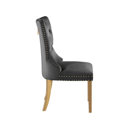 Carmen Grey Velvet Dining Chairs, Set of 2