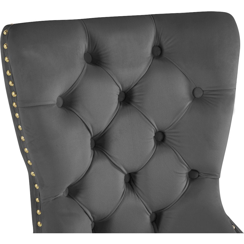 Carmen Grey Velvet Dining Chairs, Set of 2