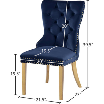 Carmen Navy Velvet Dining Chairs, Set of 2