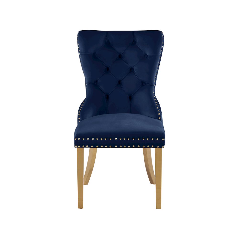 Carmen Navy Velvet Dining Chairs, Set of 2
