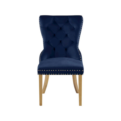 Carmen Navy Velvet Dining Chairs, Set of 2
