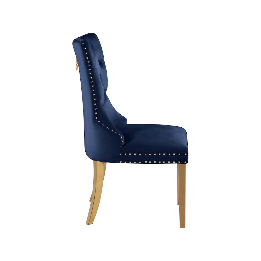Carmen Navy Velvet Dining Chairs, Set of 2