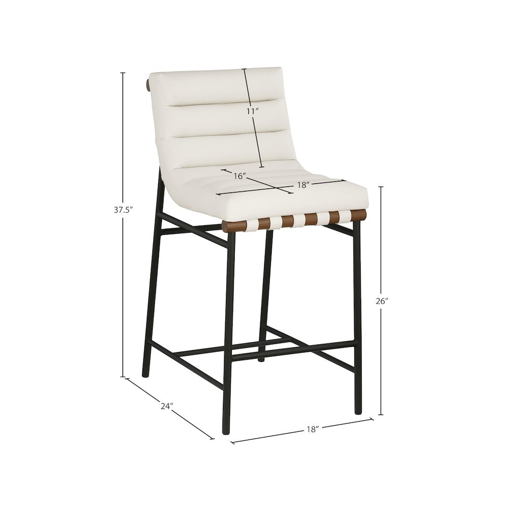 Burke Cream Vegan Leather Counter Stool