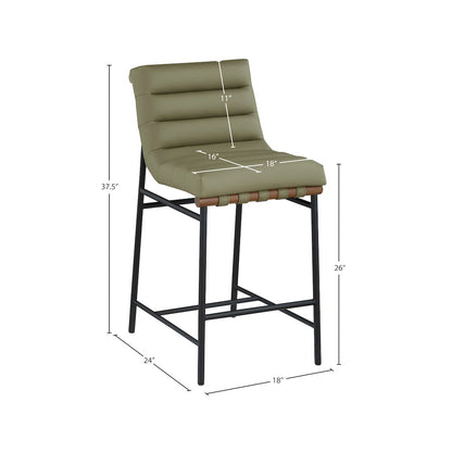Burke Green Vegan Leather Counter Stool