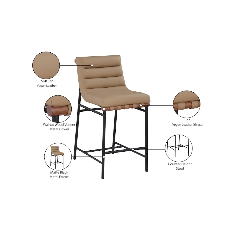 Burke Tan Vegan Leather Counter Stool